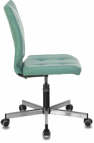 Кресло BRABIX "Stream MG-314", без подлокотников, пятилучие серебристое, экокожа, серо-голубое, 532079