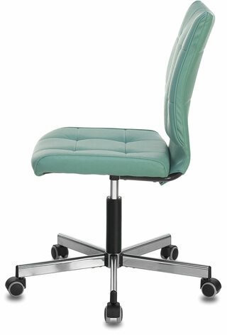 Кресло BRABIX "Stream MG-314", без подлокотников, пятилучие серебристое, экокожа, серо-голубое, 532079