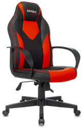 Кресло компьютерное BRABIX "Game GM-017", экокожа/ткань, черное/красное, 532642, GM-017_532642