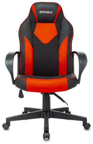Кресло компьютерное BRABIX "Game GM-017", экокожа/ткань, черное/красное, 532642, GM-017_532642