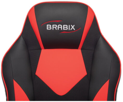 Кресло компьютерное BRABIX "Game GM-017", экокожа/ткань, черное/красное, 532642, GM-017_532642
