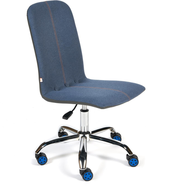 Кресло RIO экошерсть/кож/зам, синий/металлик, 1811-30/36