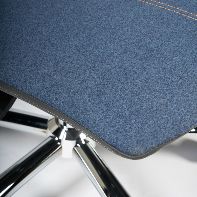 Кресло RIO экошерсть/кож/зам, синий/металлик, 1811-30/36