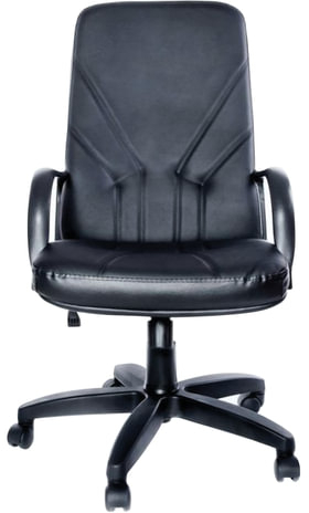 Кресло из натуральной кожи "Менеджер", монолитный каркас, черное