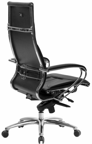 Кресло офисное МЕТТА "SAMURAI" Lux, рецик. кожа, регулируемое сиденье, черное
