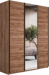 Шкаф-купе Прайм 3-х дверный (ЛДСП/Зеркало/ЛДСП) Крафт табачный