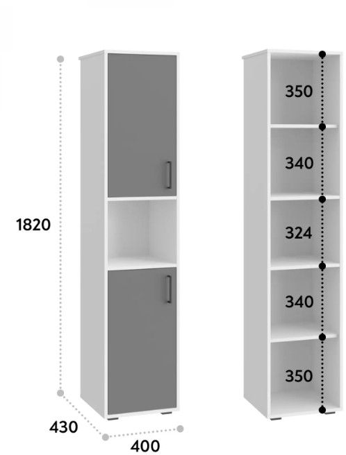 Шкаф-пенал Оскар ОС-02 белый структурный/блэквуд ячменный