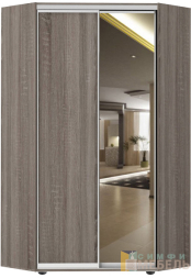 Шкаф-купе угловой Стандарт Комби 1 Ясень шимо темный/Зеркало