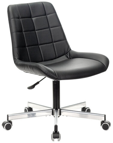 Кресло BRABIX "Deco MG-316", без подлокотников, пятилучие серебристое, экокожа, черное, 532080.