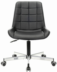 Кресло BRABIX "Deco MG-316", без подлокотников, пятилучие серебристое, экокожа, черное, 532080.