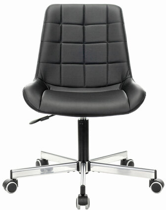 Кресло BRABIX "Deco MG-316", без подлокотников, пятилучие серебристое, экокожа, черное, 532080.