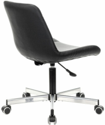 Кресло BRABIX "Deco MG-316", без подлокотников, пятилучие серебристое, экокожа, черное, 532080.