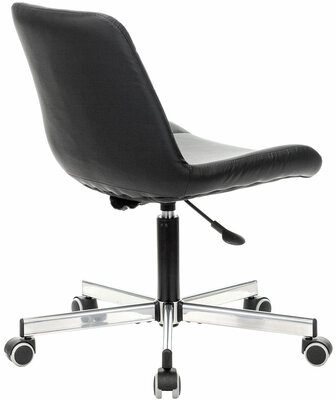 Кресло BRABIX "Deco MG-316", без подлокотников, пятилучие серебристое, экокожа, черное, 532080.