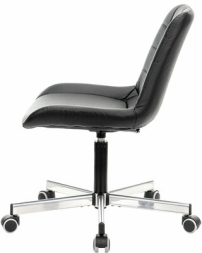 Кресло BRABIX "Deco MG-316", без подлокотников, пятилучие серебристое, экокожа, черное, 532080.