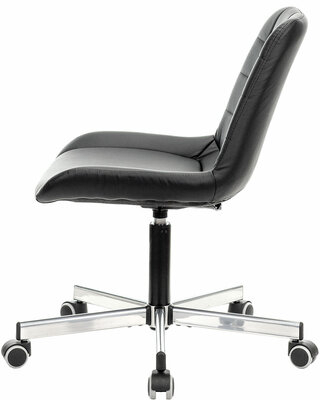 Кресло BRABIX "Deco MG-316", без подлокотников, пятилучие серебристое, экокожа, черное, 532080.