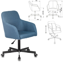 Кресло CH-380M, пятилучие металлическое, ткань, серо-голубое, 1430562