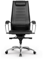 Кресло офисное МЕТТА "SAMURAI" Lux 2, рецик. кожа, регулируемое сиденье, черное
