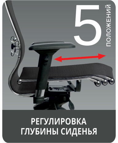 Кресло офисное МЕТТА "SAMURAI" Lux 2, рецик. кожа, регулируемое сиденье, черное