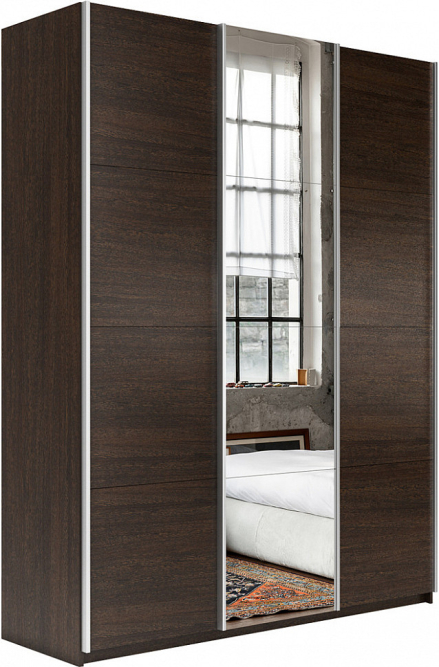 Шкаф-купе Прайм 3-х дверный (ЛДСП/Зеркало/ЛДСП) Венге
