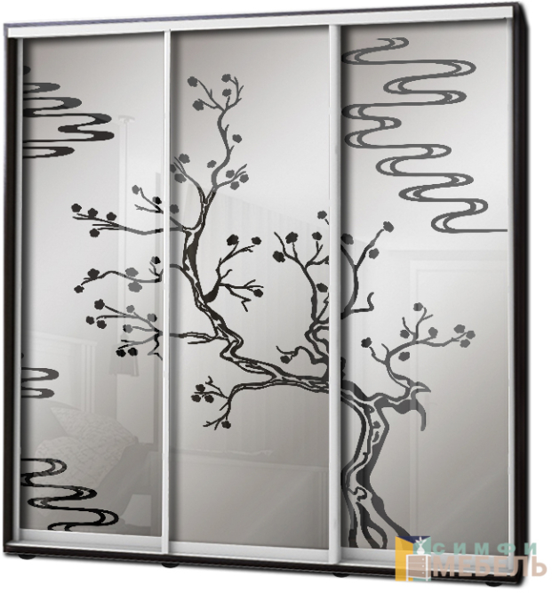 Шкаф купе 3х дв Пескоструй фон матовый № 30