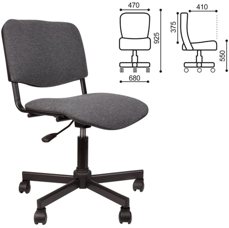 Кресло КР09, без подлокотников, серое, КР01.00.09-102-