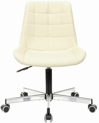 Кресло BRABIX "Deco MG-316", без подлокотников, пятилучие серебристое, экокожа, слоновая кость, 532081