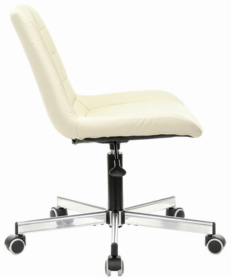 Кресло BRABIX "Deco MG-316", без подлокотников, пятилучие серебристое, экокожа, слоновая кость, 532081