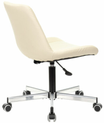 Кресло BRABIX &quot;Deco MG-316&quot;, без подлокотников, пятилучие серебристое, экокожа, слоновая кость, 532081