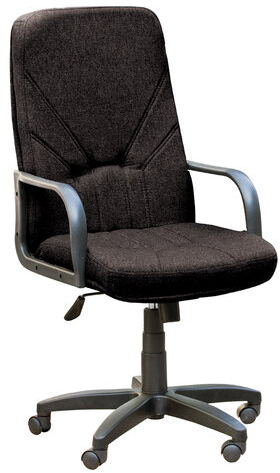 Кресло офисное "Менеджер", ткань, монолитный каркас, черное С-11, В-14