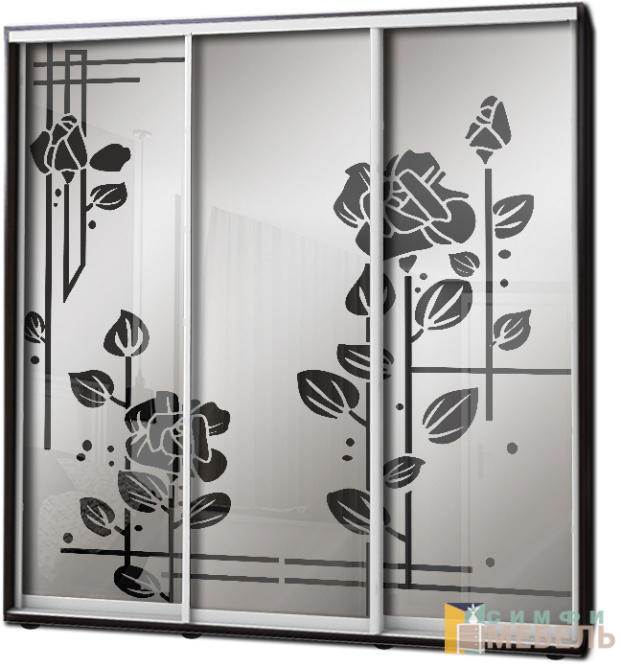 Шкаф купе 3х дв Пескоструй фон матовый № 31