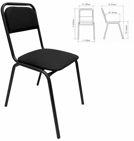 Стул для посетителей РС42, черный каркас, ткань черная