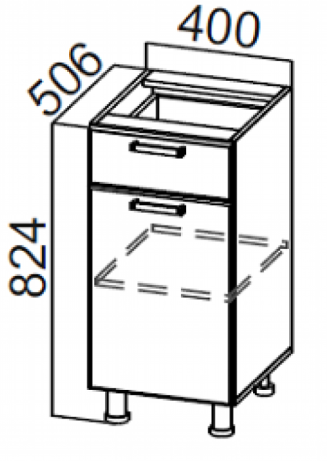 Стол-рабочий 400 (с ящиком и створками) Модус
