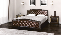 Кровать из массива Карина-10 с элементами экокожи