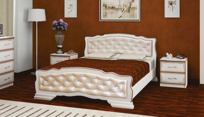 Кровать из массива Карина-10 с элементами экокожи