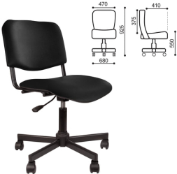 Кресло КР09, без подлокотников, кожзаменитель, черное, КР01.00.09-201-
