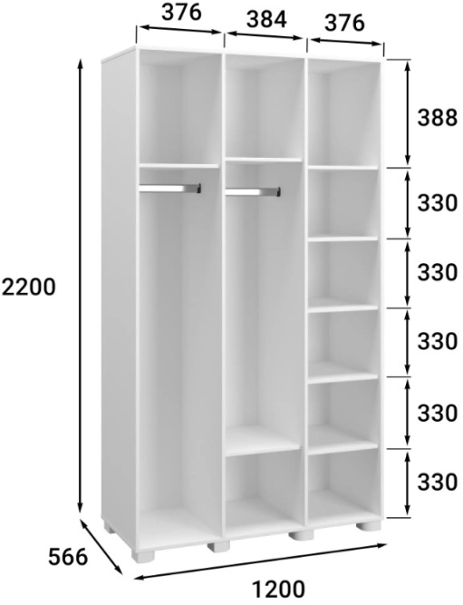 Шкаф «Монблан» МБ-24К с зеркалом белое дерево