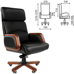 Кресло из натуральной кожи &quot;Президент&quot;, СН 417, черное, 6082581