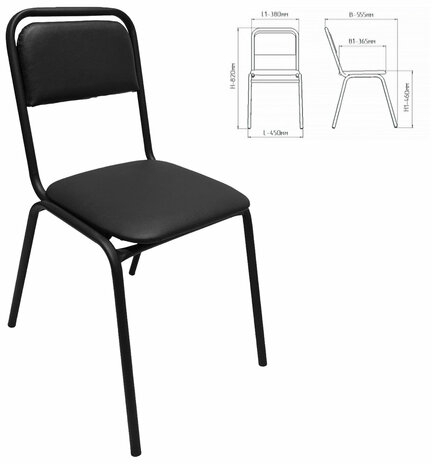 Стул для посетителей РС42, черный каркас, кожзам черный