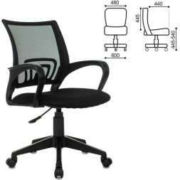 Кресло BRABIX &quot;Fly MG-396&quot;, с подлокотниками, сетка, черное, 532083