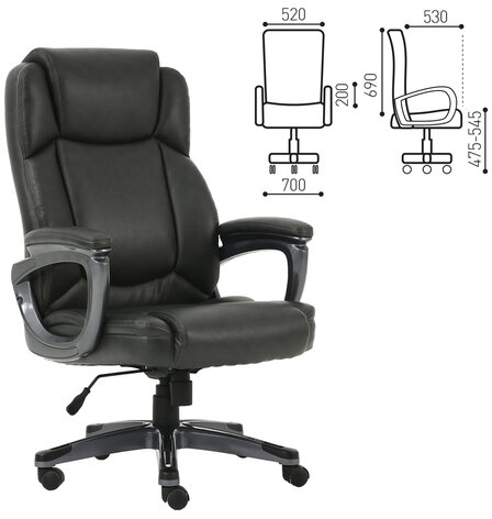 Кресло офисное BRABIX PREMIUM &quot;Favorite EX-577&quot;, пружинный блок, рециклированная кожа, серое, 531935