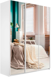 Шкаф-купе Прайм 3-х дверный (Зеркало) Белый снег