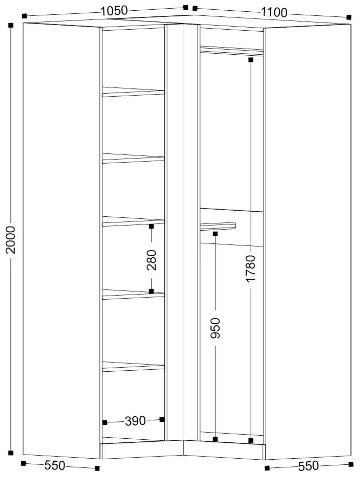 Шкаф угловой Николь 27