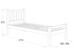 Кровать -10  одинарная с фигурными спинками из массива